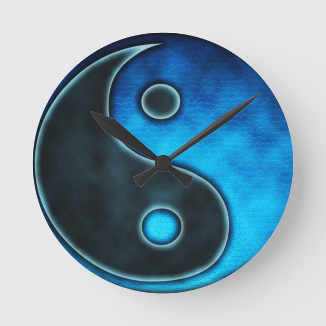 Reloj Redondo Mediano Blue Yin Yang Symbol (Anverso)