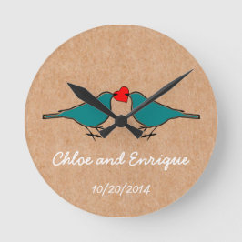 Reloj Redondo Mediano Bluebirds and Love Heart Wedding