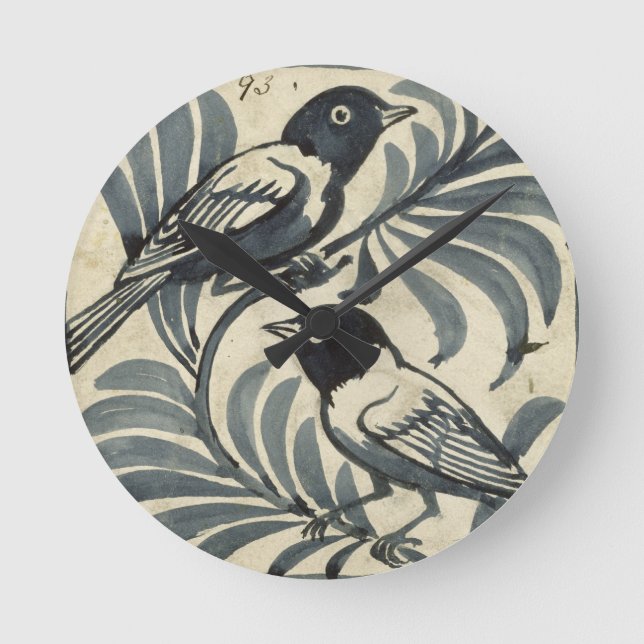Reloj Redondo Mediano Bluebirds (w/c en el papel) (Anverso)