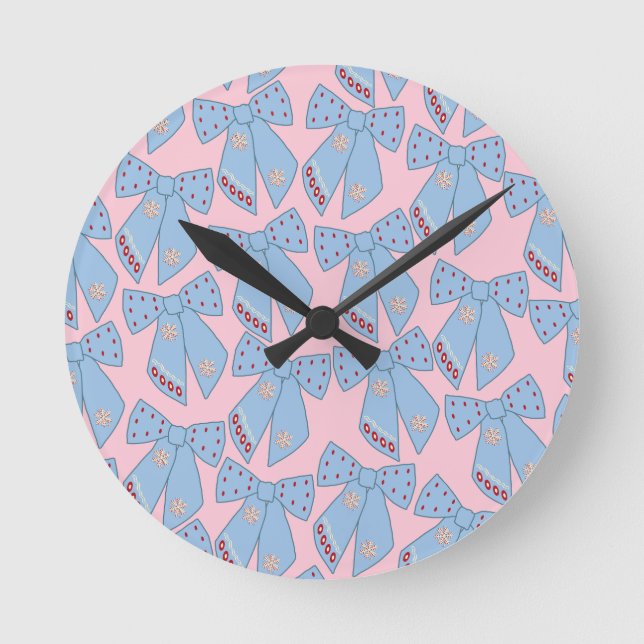 Reloj Redondo Mediano Bocos De Color Rosa Y Azul