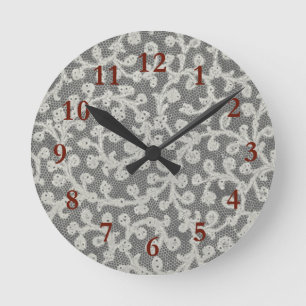 Reloj Redondo Mediano Boda Antiguo Encaje Lino Blanco Clásico Bonito
