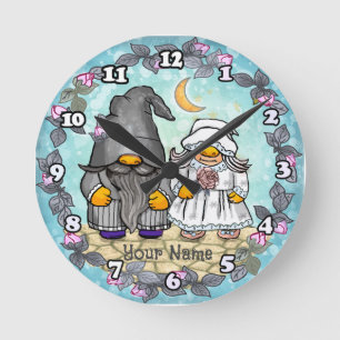 Reloj Redondo Mediano Boda de Bride y Groom Gnome