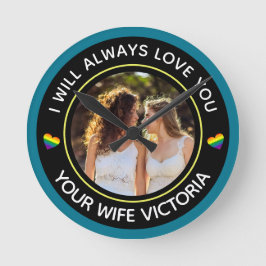 Reloj Redondo Mediano Boda de fotografía lesbiana LGBTQ Pareja Personali