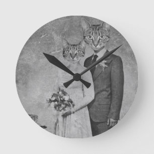 Reloj Redondo Mediano Boda de gato