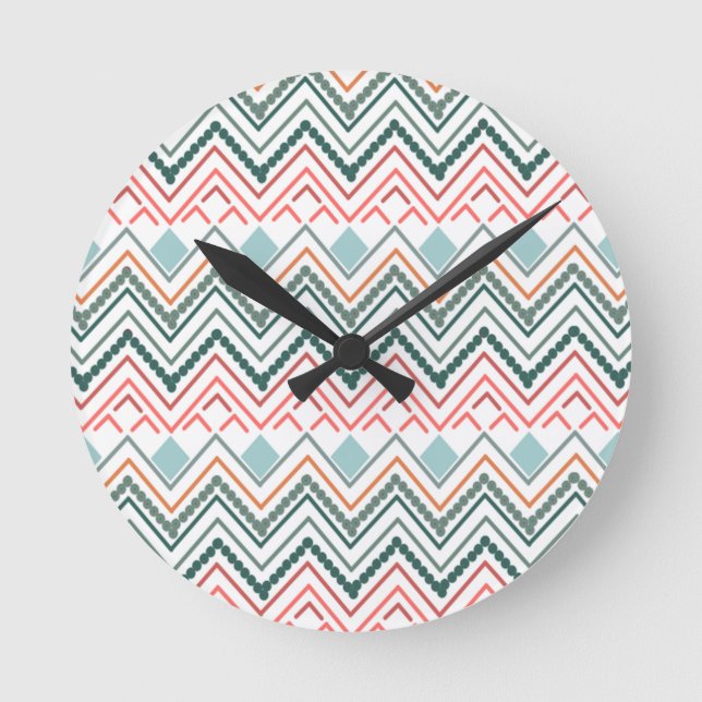 Reloj Redondo Mediano Boho Chevron (Anverso)