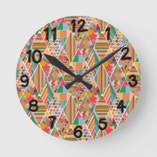 Reloj Redondo Mediano Boho Crazy Quilt