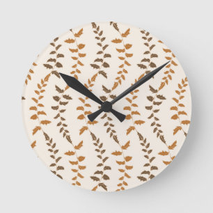 Reloj Redondo Mediano Boho Cream Fern Strings - patrón sin fisuras.