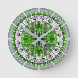 Reloj Redondo Mediano Boho Mosaic Tile Green Grass -