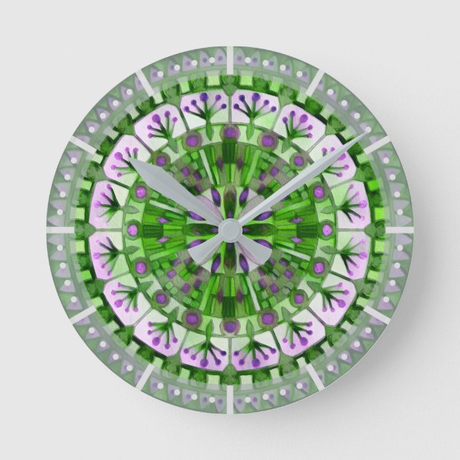 Reloj Redondo Mediano Boho Mosaic Tile Green Grass - (Anverso)