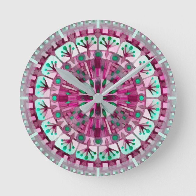 Reloj Redondo Mediano Boho Mosaic Tile Pink Berry - (Anverso)