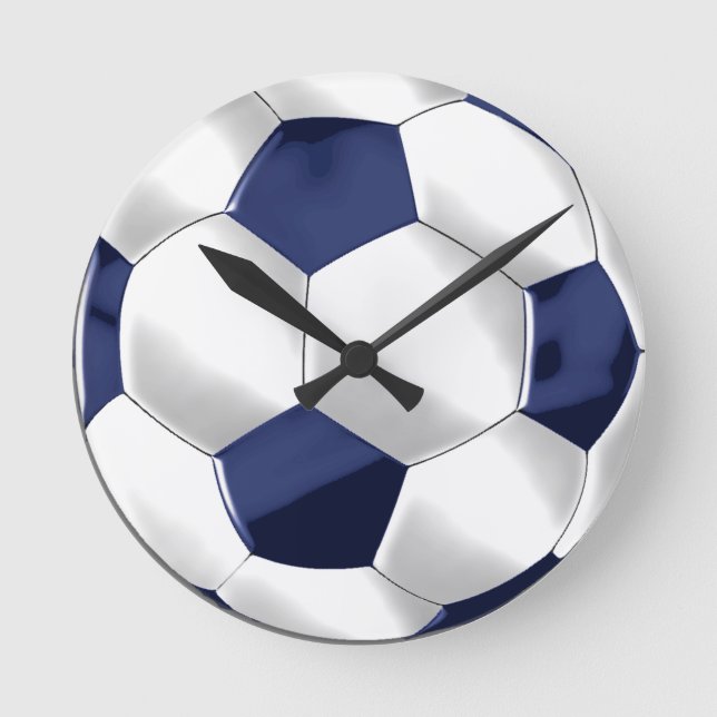 Reloj Redondo Mediano Bola de fútbol azul y blanca de la Marina (Anverso)