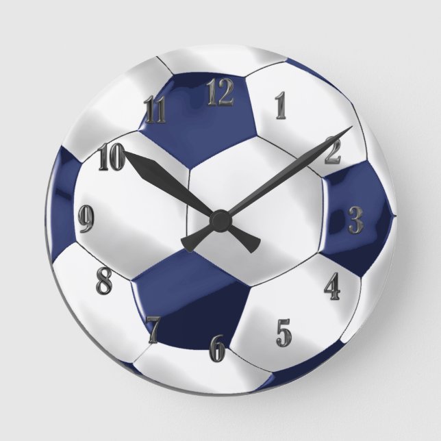 Reloj Redondo Mediano Bola de fútbol azul y blanca de la Marina (Anverso)