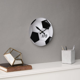 Reloj Redondo Mediano Bola de fútbol monograma
