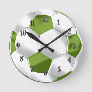 Reloj Redondo Mediano Bola de fútbol verde y blanca