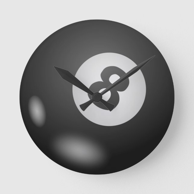Reloj Redondo Mediano bola de los billards 8 (Anverso)