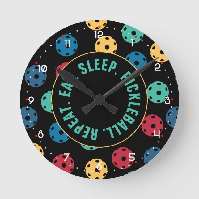 Reloj Redondo Mediano 😍 bolas de pollo retro / negro con números Ronda  (Anverso)