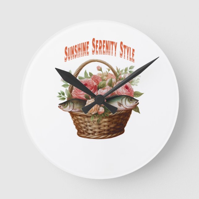 Reloj Redondo Mediano 🌸 Bolsillo de verano 🐠 (Anverso)