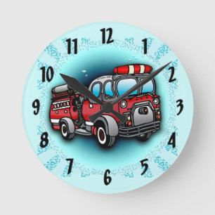 Reloj Redondo Mediano Bombero del camión de bomberos Little Water