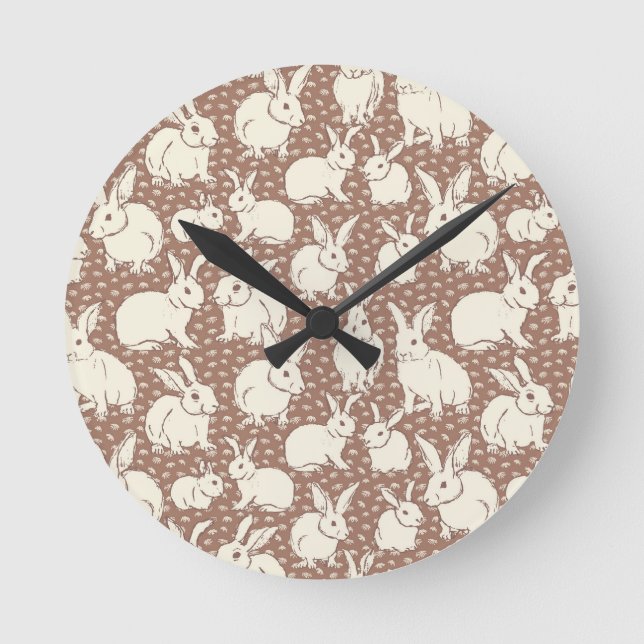 Reloj Redondo Mediano Bonanza de Conejos Conejos Conejitos Cuidadosament (Anverso)