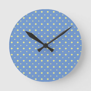 Reloj Redondo Mediano Bonito azul y amarillo blando, país, simple