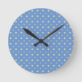 Reloj Redondo Mediano Bonito azul y amarillo suave, país, simple