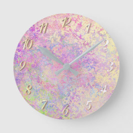 Reloj Redondo Mediano Bonito de oro morado y textura rosa