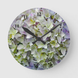 Reloj Redondo Mediano Bonito Lavender Hydrangea Flowers Foto