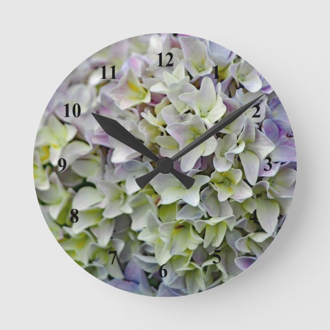 Reloj Redondo Mediano Bonito Lavender Hydrangea Flowers Foto (Anverso)