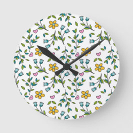 Reloj Redondo Mediano Bonito Little Wildflower Meadow Floral