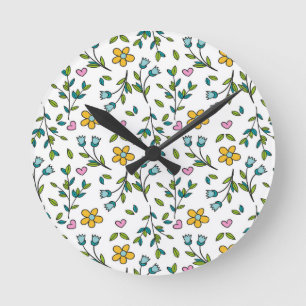 Reloj Redondo Mediano Bonito Little Wildflower Meadow Floral