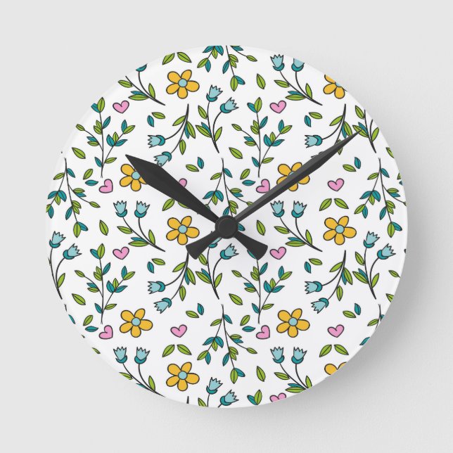 Reloj Redondo Mediano Bonito Little Wildflower Meadow Floral (Anverso)