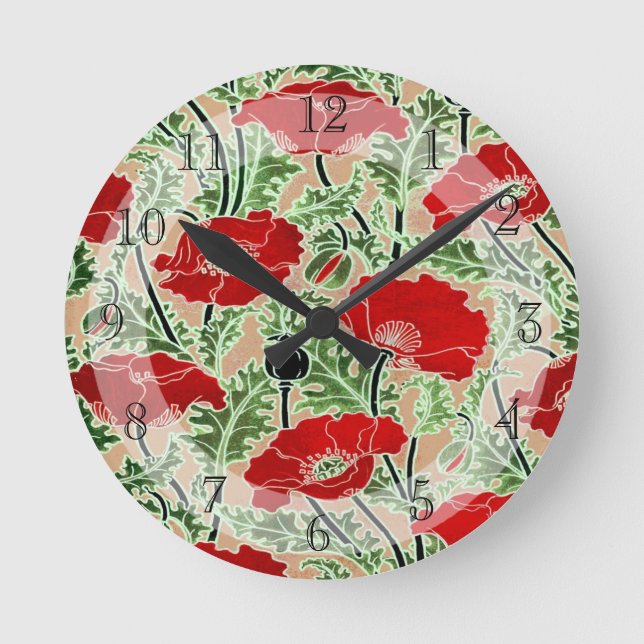 Reloj Redondo Mediano Bonito Viejo Art Nouveau Rojo (Anverso)