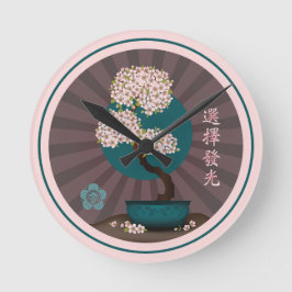 Reloj Redondo Mediano Bonsai floral "Elige brillar" arte asiático