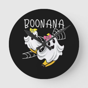 Reloj Redondo Mediano Boonana Fantasma Lindo Plátano Halloween