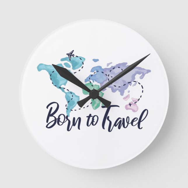 Reloj Redondo Mediano Born to Travel (Anverso)