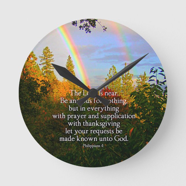 Reloj Redondo Mediano Bosque arcoiris Escritura Cristiana Biblia Verse (Anverso)
