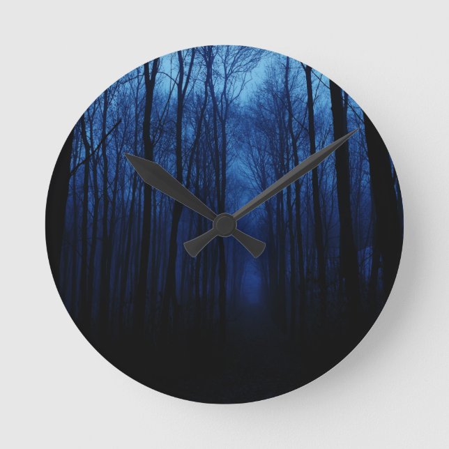 Reloj Redondo Mediano Bosque azul profundo (Anverso)