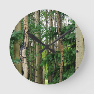 Reloj Redondo Mediano Bosque de álamos