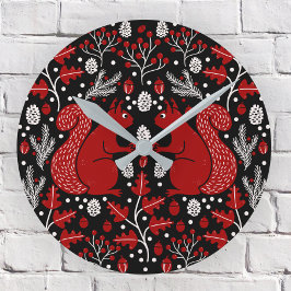 Reloj Redondo Mediano Bosque de ardilla Woodland Oscuro