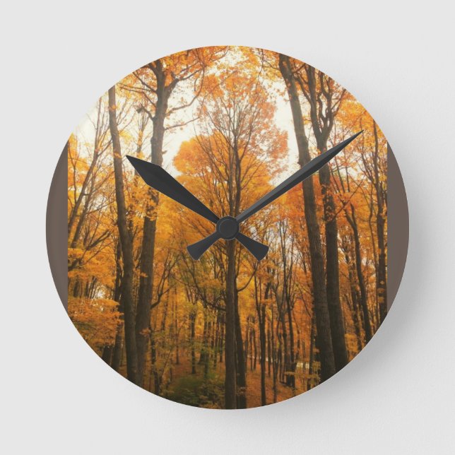 Reloj Redondo Mediano Bosque de otoño naranja (Anverso)