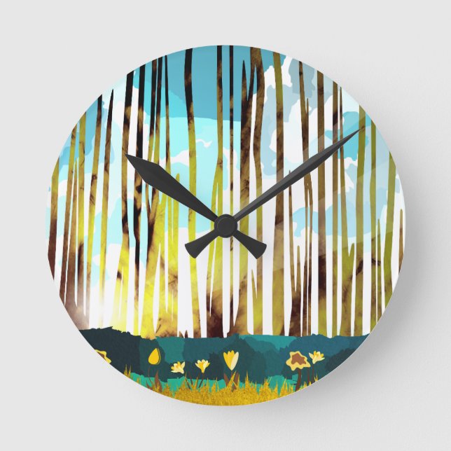 Reloj Redondo Mediano Bosque matutino (Anverso)