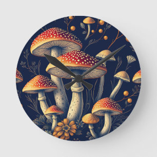 Reloj Redondo Mediano Bosque Oscuro de Amanita Muscaria