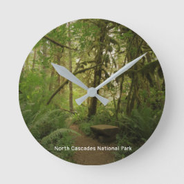 Reloj Redondo Mediano Bosque pacífico en el Parque Nacional Cascades del