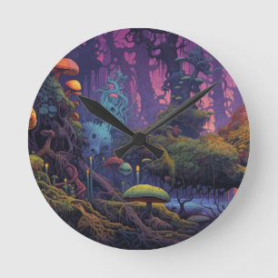 Reloj Redondo Mediano Bosque trippy con extraño