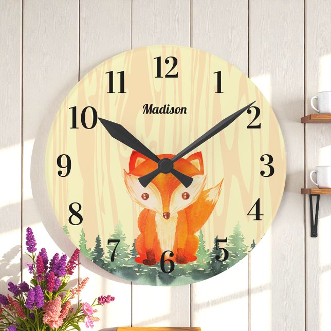 Reloj Redondo Mediano Bosque Zorro Naranja Amarillo Bosque (Subido por el creador)