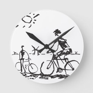 Reloj Redondo Mediano Bosquejo de la bici que monta en bicicleta