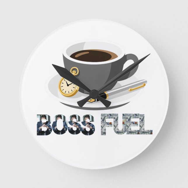 Reloj Redondo Mediano Boss Fuel Espresso, Pocket Watch Wall Clock (Anverso)