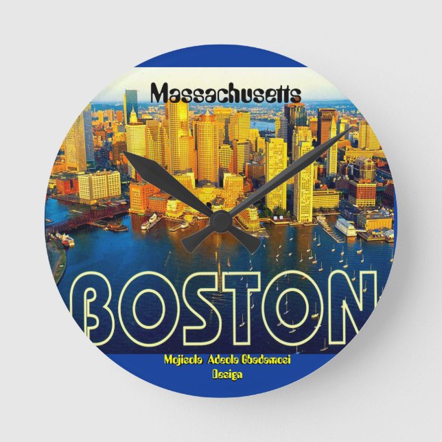 Reloj Redondo Mediano boston 2, Massachusetts - Customized (Anverso)