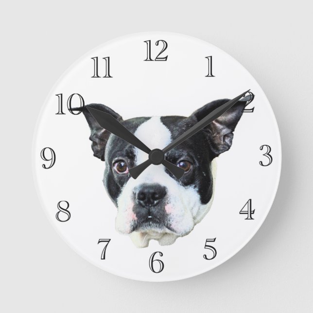 Reloj Redondo Mediano Boston terrier (Anverso)
