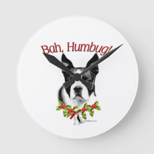 Reloj Redondo Mediano Boston Terrier Bah Humbug